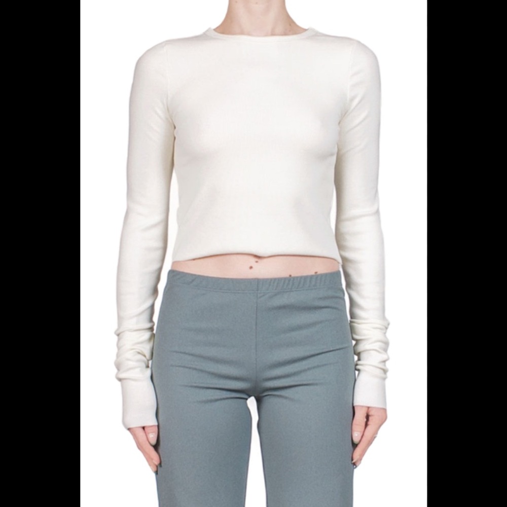 Eterne long sleeve cropped top in cream